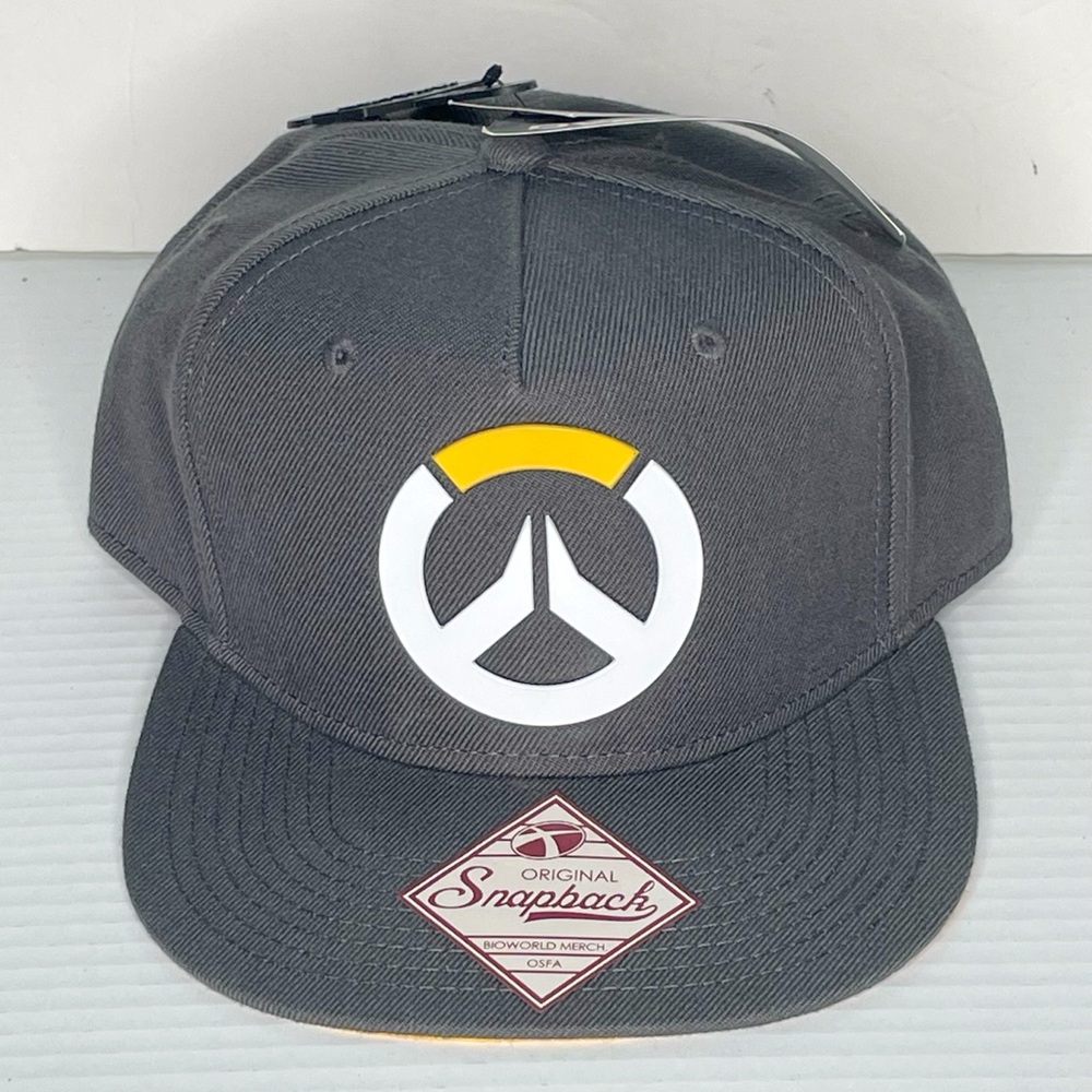 Overwatch Logo Hat Cap Gray Yellow Snapback OSFA Blizzard Gamer Gaming New
